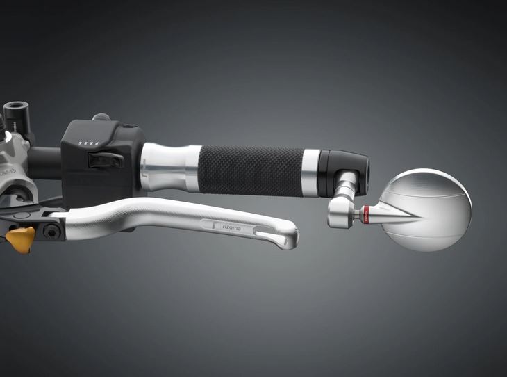 Handlebar end mirror RIZOMA "SPY-R" Ø 80 mm left or right for Vespa, black/silver