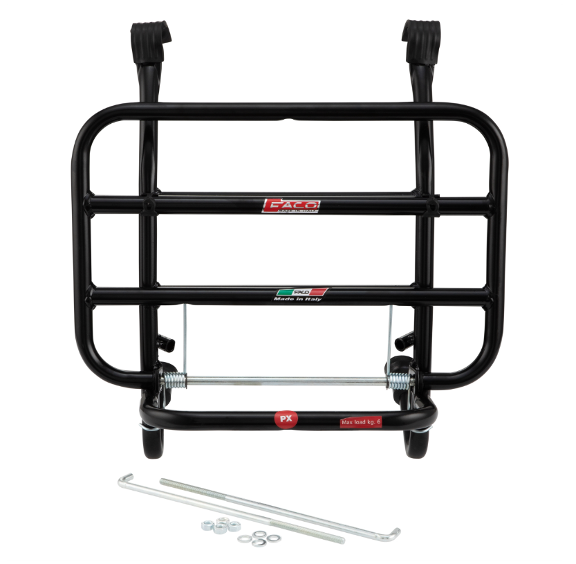 Luggage rack front for Vespa PX 80-200cc, foldable, black