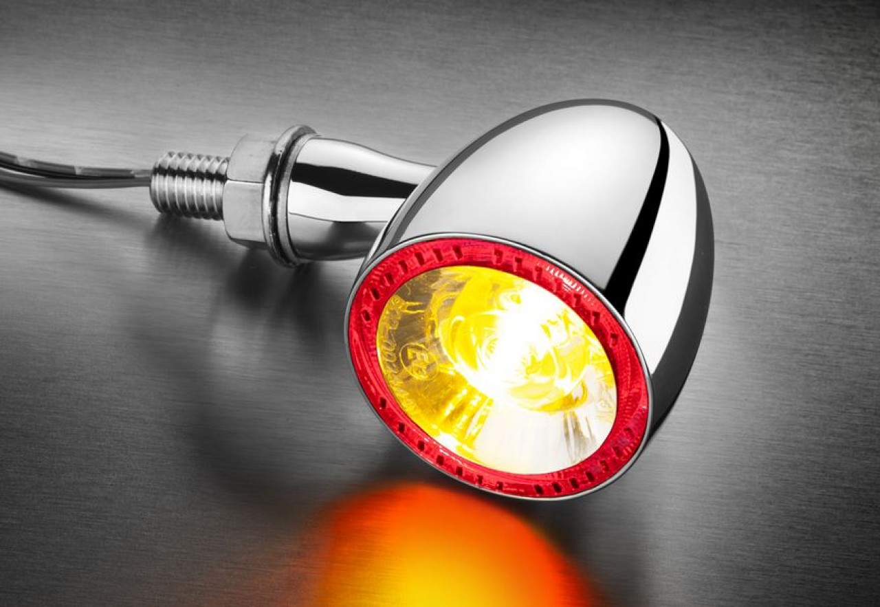 Kellermann turn signal, rear and brake light, Bullet 1000 DF, steel, LED, HL/HR, 12 V, shiny chrome
