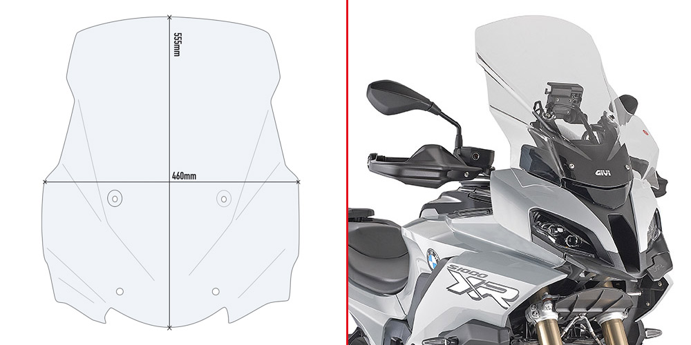 Clear windshield - height 555 mm for BMW S 1000 XR (20-) / M 1000 XR (24-)