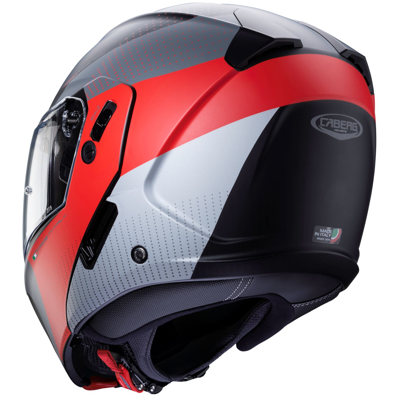 Caberg Helmet Horus Scout, matte black / fluo red gray