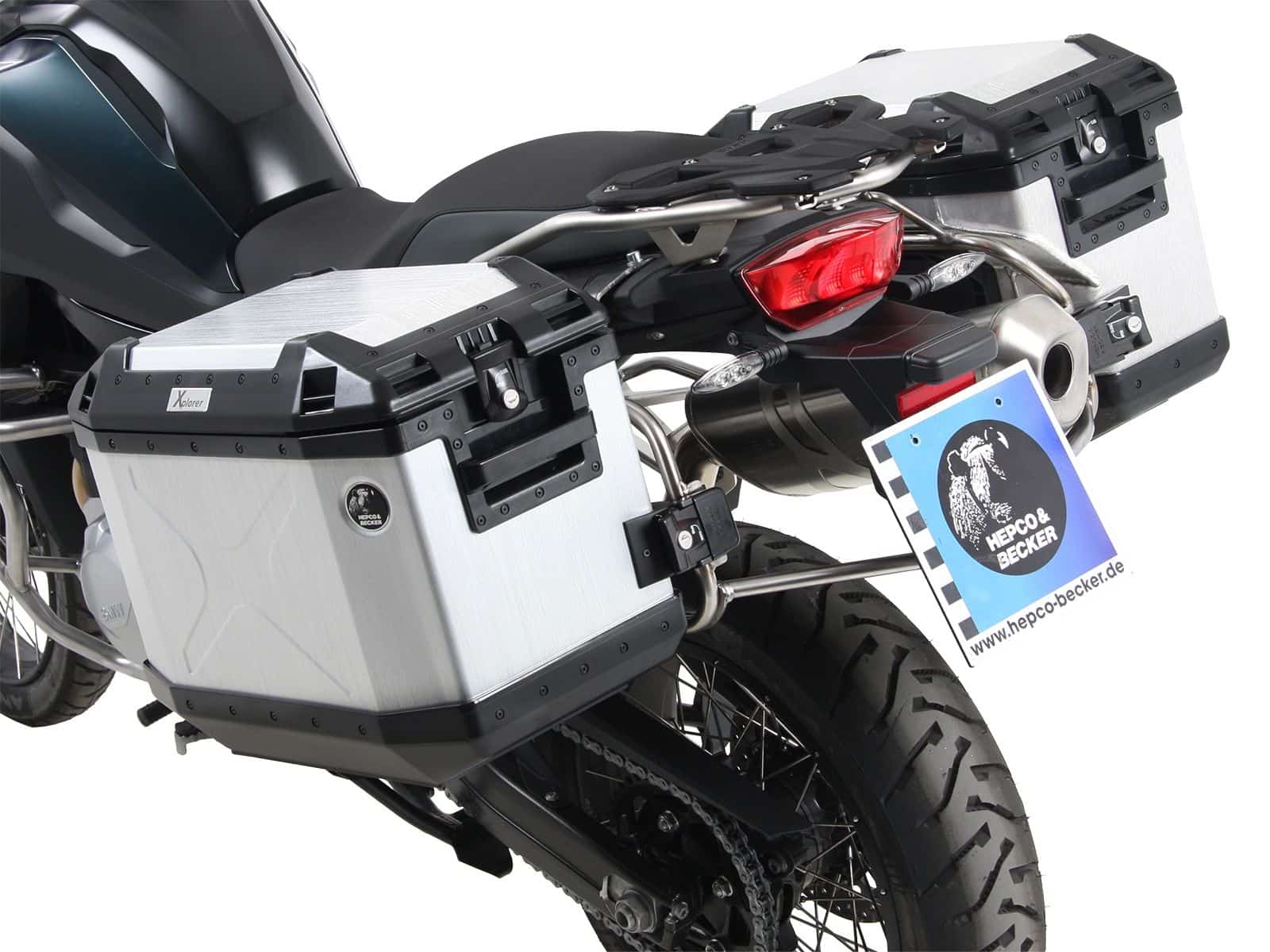 Case carrier set Cutout stainless steel carrier incl. case set Xplorer Cutout silver for BMW F 850 GS