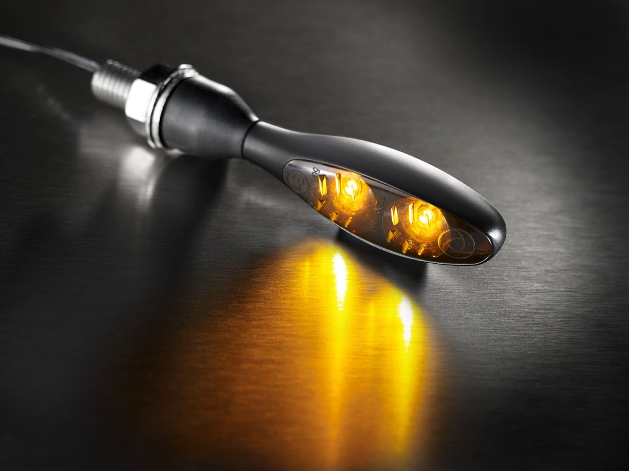 Kellermann turn signal, Micro 1000 LED Dark, steel, LED, V/H, L/R, 12 V, black satin, M8x20