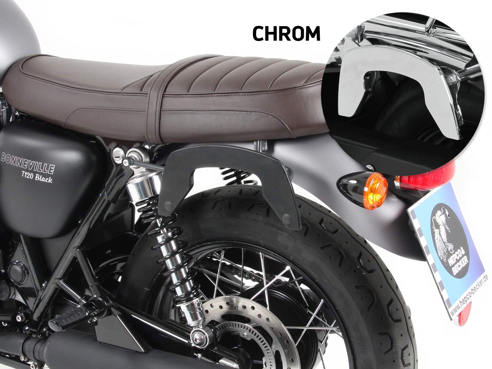 C-Bow bag holder chrome for Triumph Bonneville T100 (17-) Hepco & Becker
