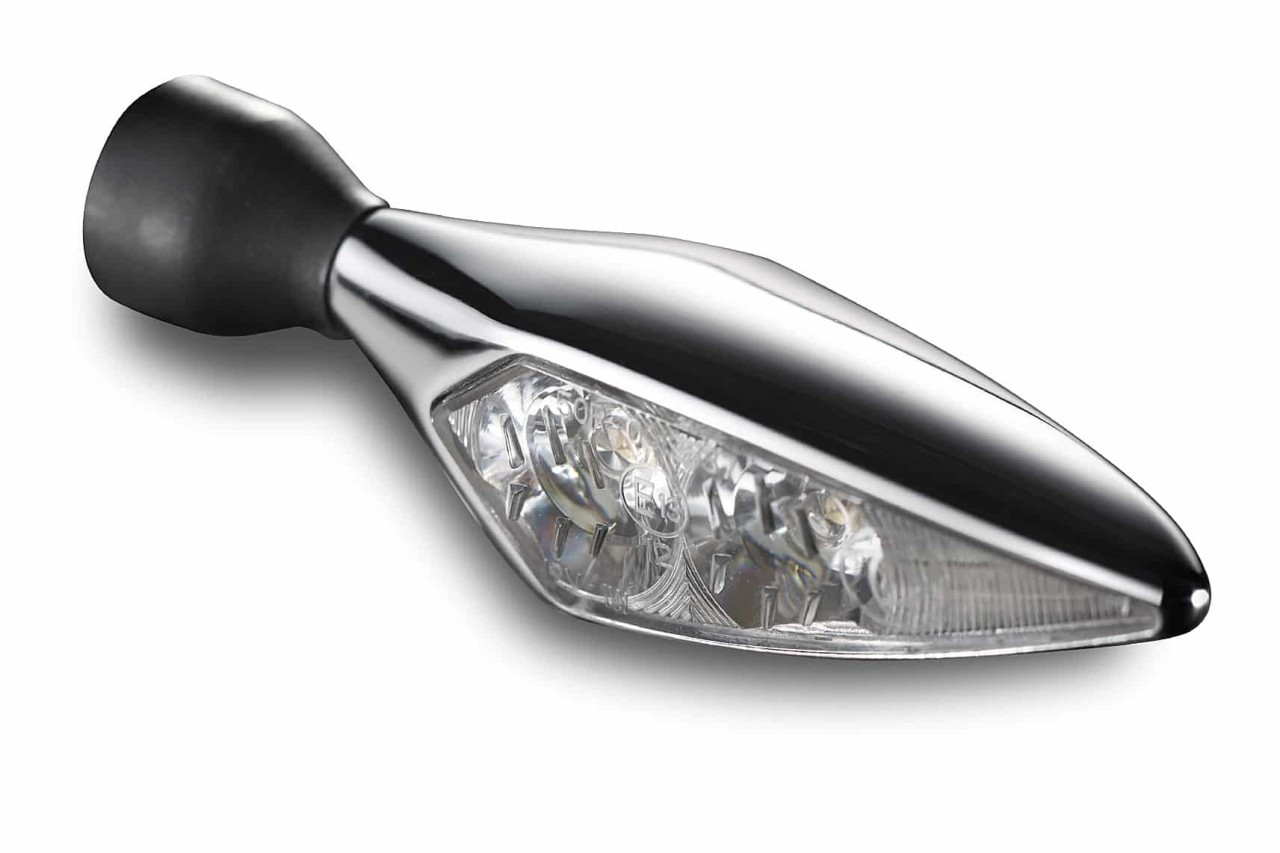 Kellermann turn signal, rear and brake light, Rhombus DF, steel, LED, HR, 12 V, shiny chrome, M8x20