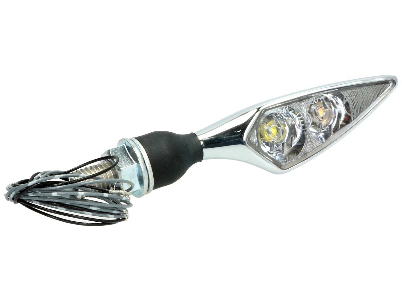 Kellermann turn signal with position light, Rhombus PL, steel, LED, VL, 12 V, shiny chrome, M8x20