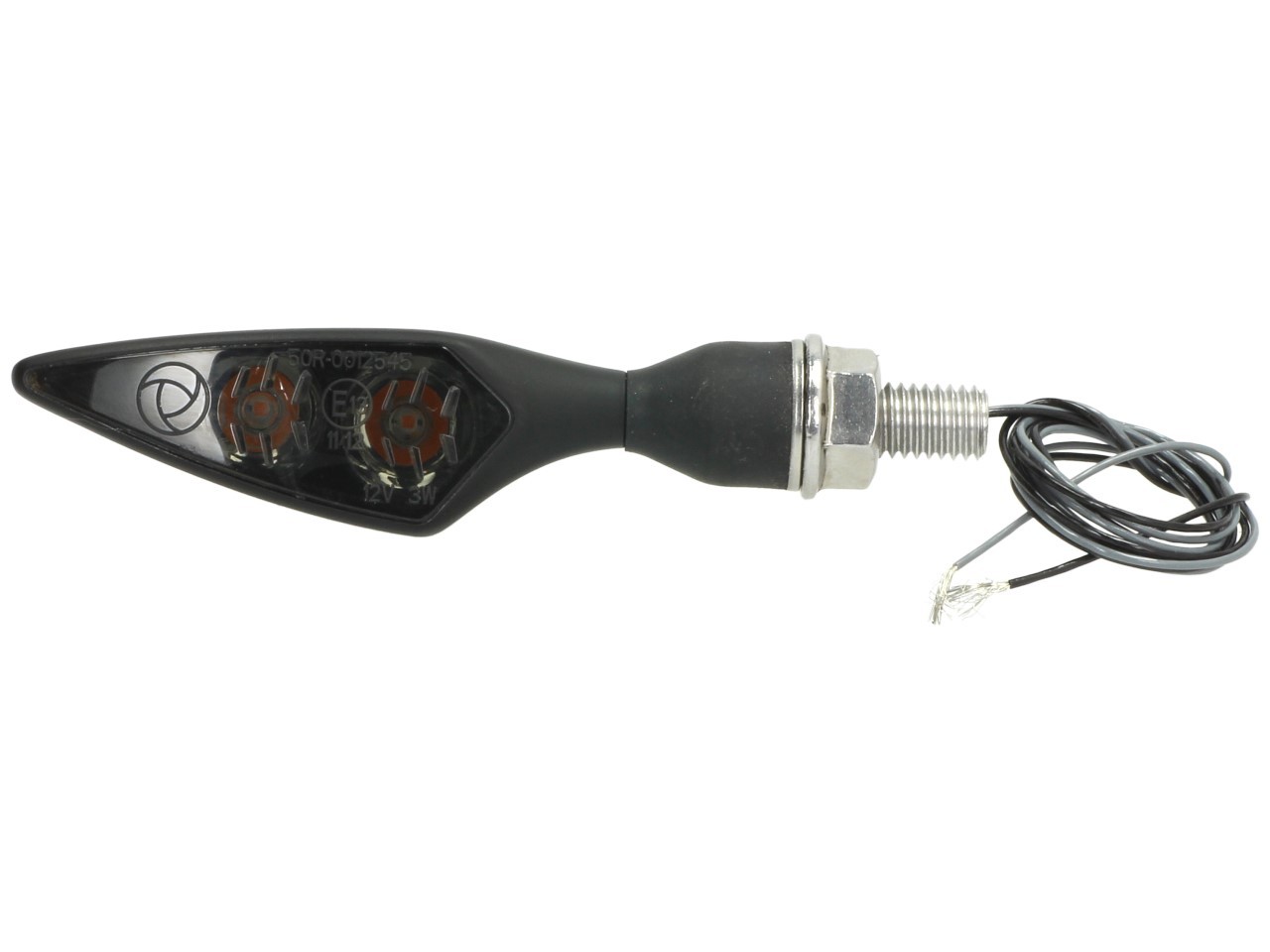 Kellermann turn signal, Rhombus Dark, steel, LED, VR/HL, 12 V, black satin, M8x20, E-tested