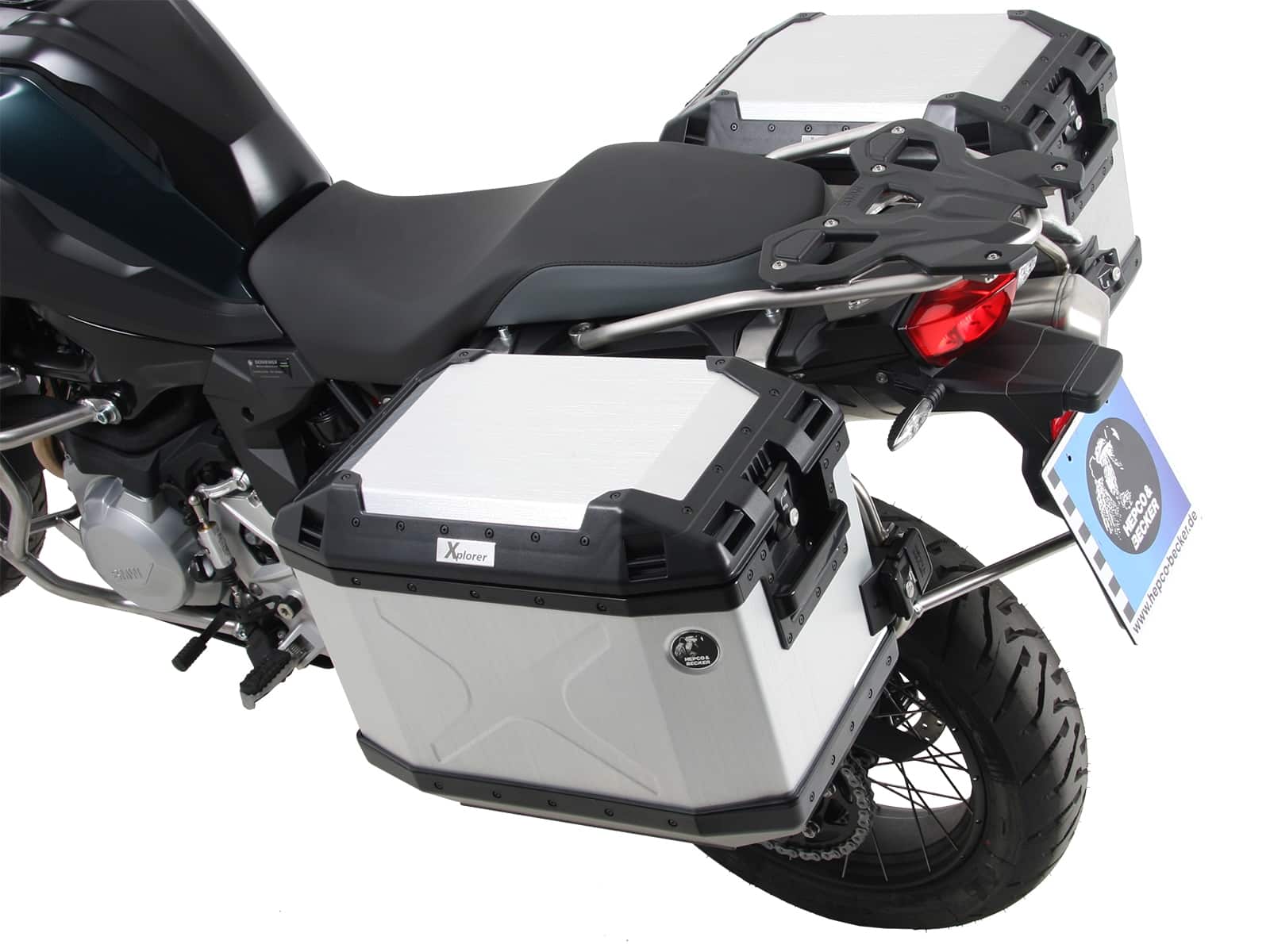 Case carrier set Cutout stainless steel carrier incl. case set Xplorer Cutout silver for BMW F 850 GS