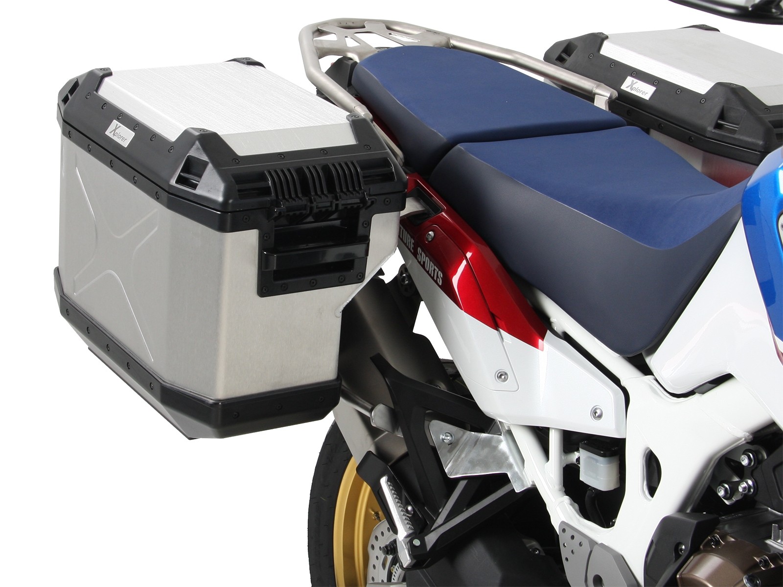 Xplorer cutout case set silver + cutout carrier silver for Honda CRF1000 Africa Twin (18-19)