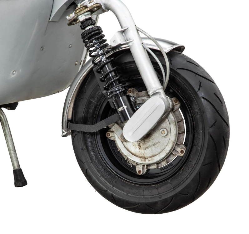 Mudguard 2.0 Garelli for Vespa PX 80-200cc, stainless steel polished, holder black
