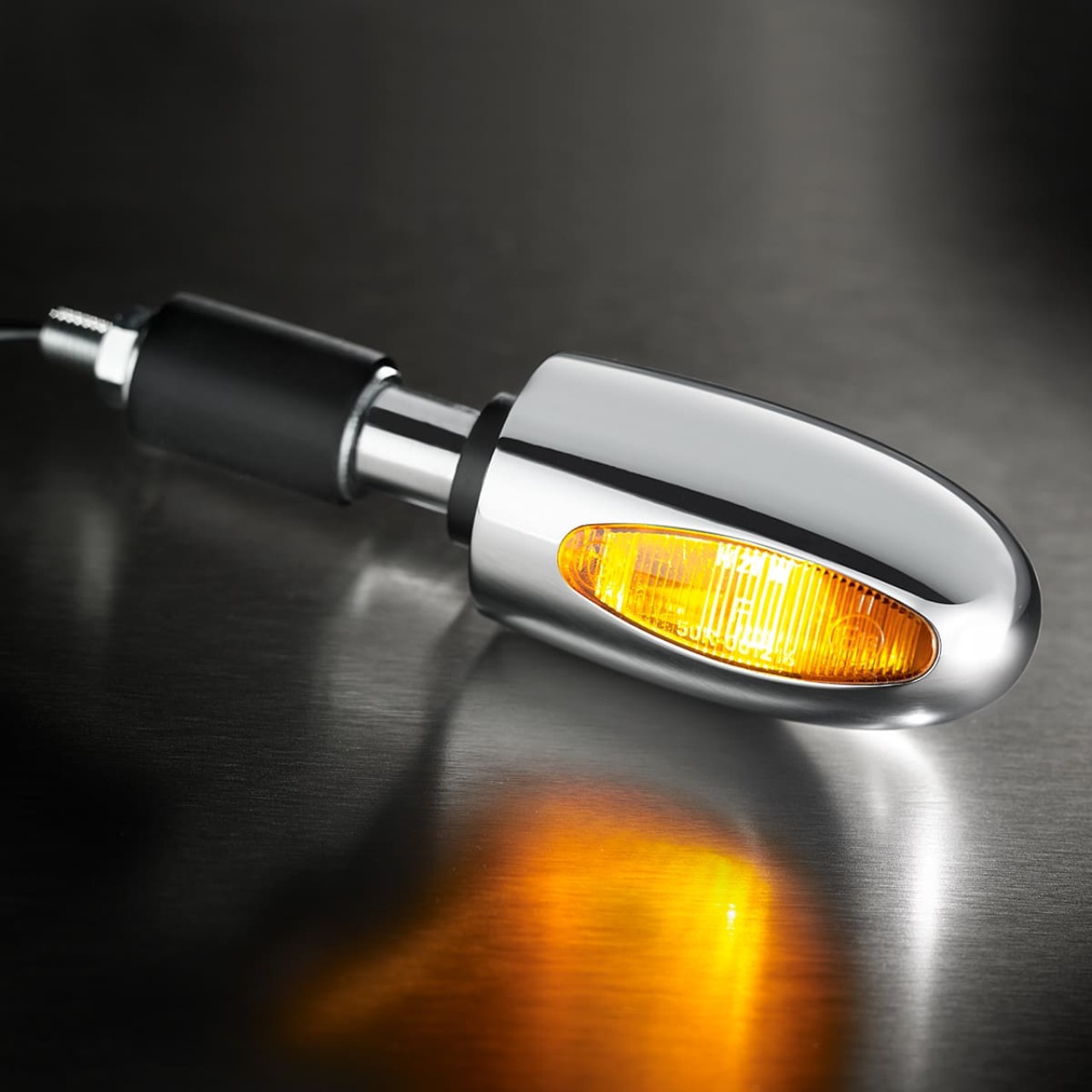 Kellermann turn signal, BL 1000 yellow, brass, halogen, VR/VL, 12 V, 21 W, shiny chrome