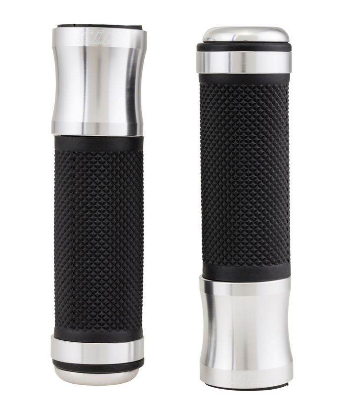 Grips Ø 24/24 mm, L 125 mm for Vespa PX 125-200cc, black/silver