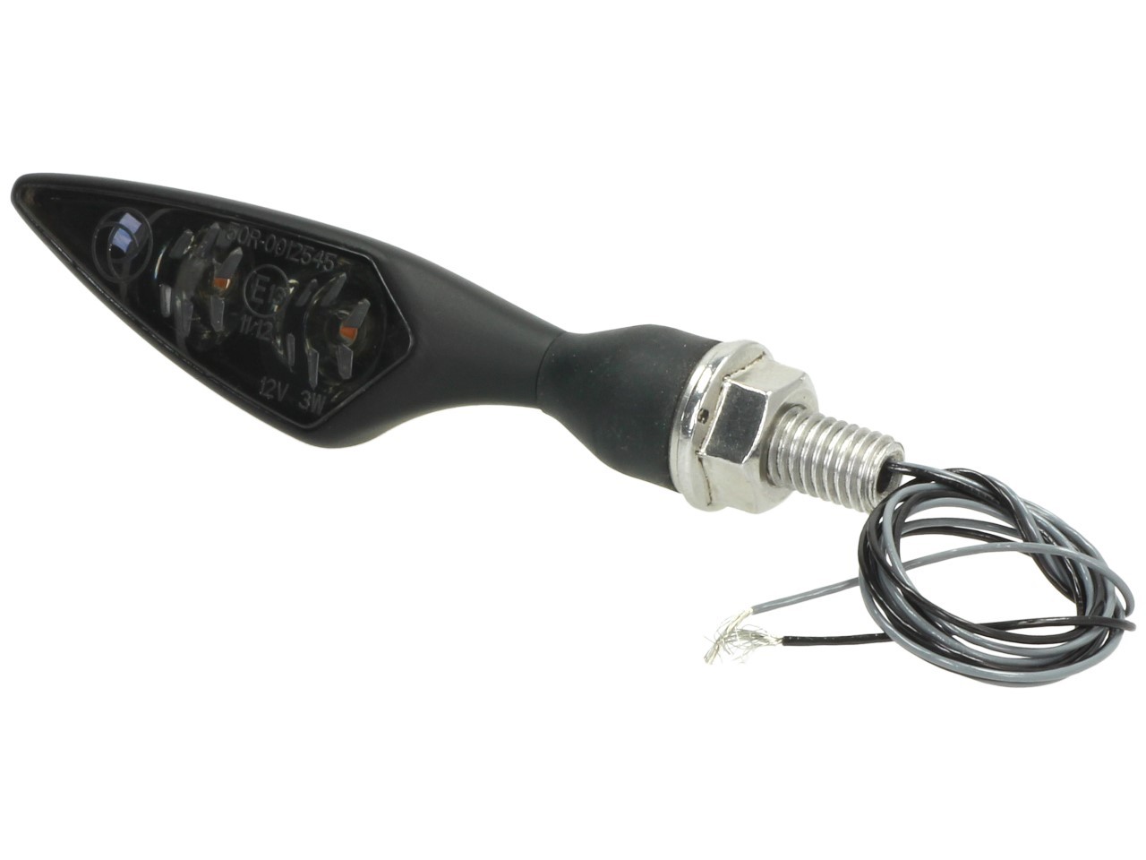 Kellermann turn signal, Rhombus Dark, steel, LED, VR/HL, 12 V, black satin, M8x20, E-tested