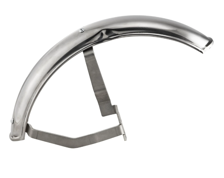 Mudguard 2.0 Garelli for Vespa PX 80-200cc, polished stainless steel, holder stainless steel