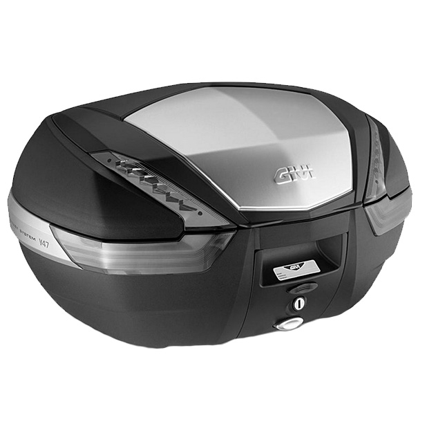 V47 TECH MONOKEY top case 47 liters black / aluminum with transparent reflectors Givi