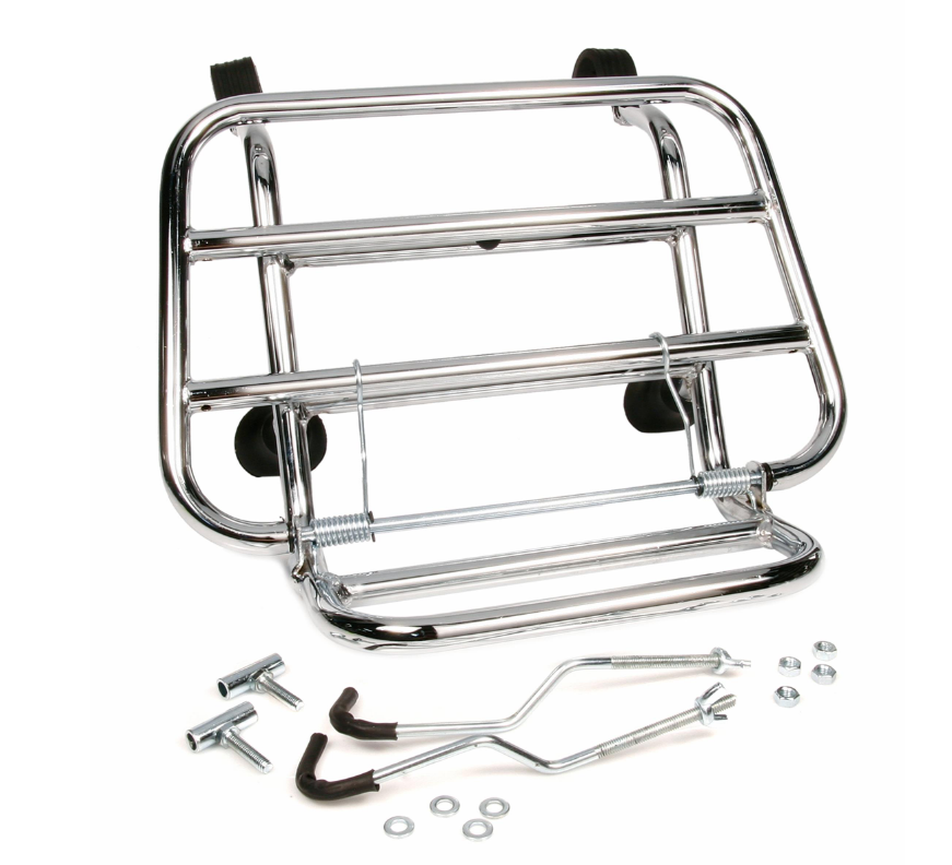 Luggage carrier front for Vespa S 50-150cc, foldable, chrome