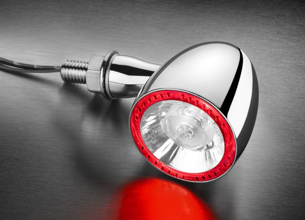 Kellermann turn signal, rear and brake light, Bullet 1000 DF, steel, LED, HL/HR, 12 V, shiny chrome