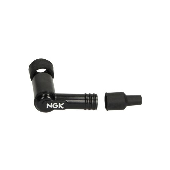 NGK spark plug connector, LB05F, black, 90° angle, for connection thread