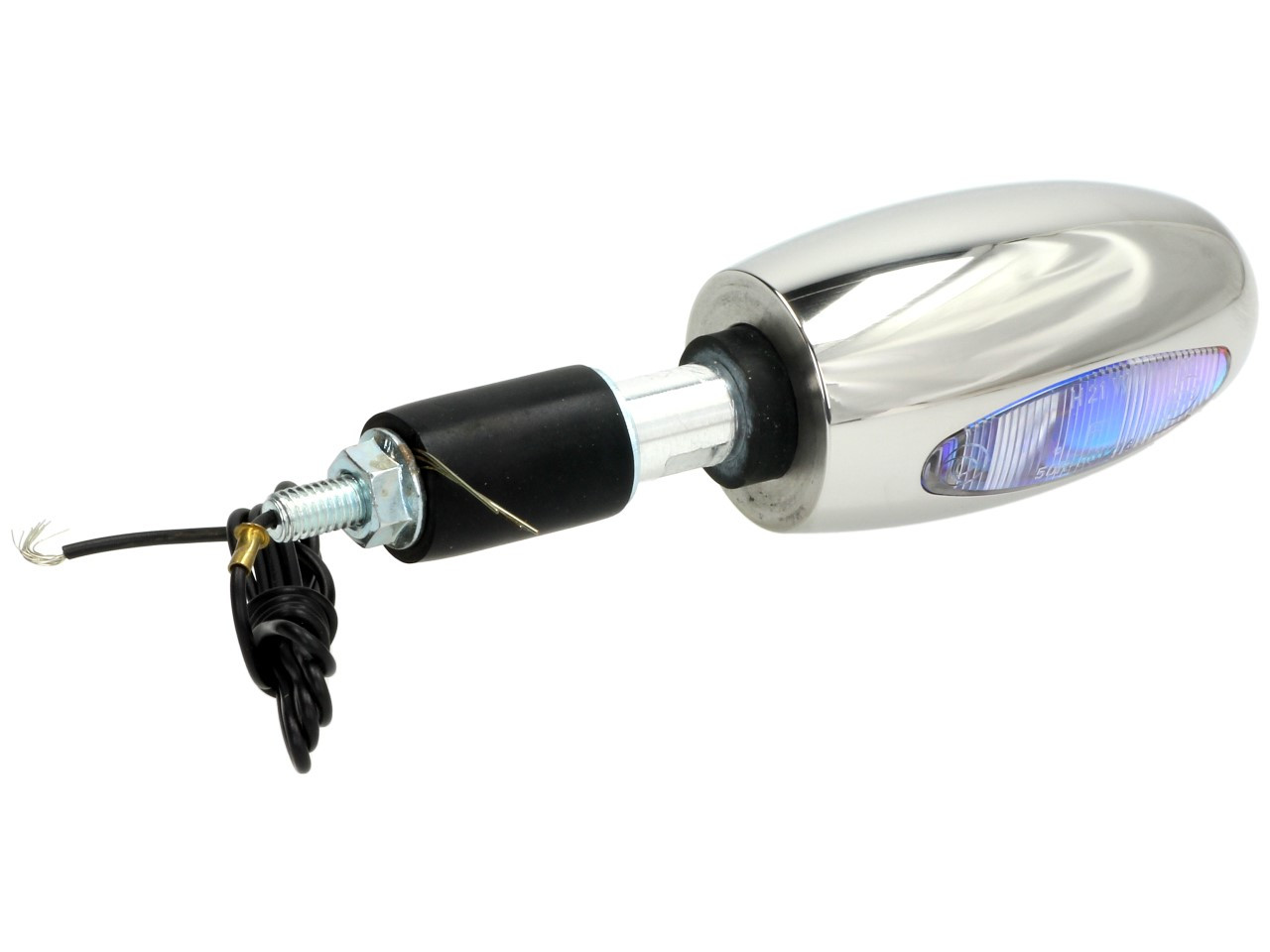 Kellermann turn signal, BL 1000 white, stainless steel, halogen, VR/VL, 12 V, 21 W, silver polished, shiny