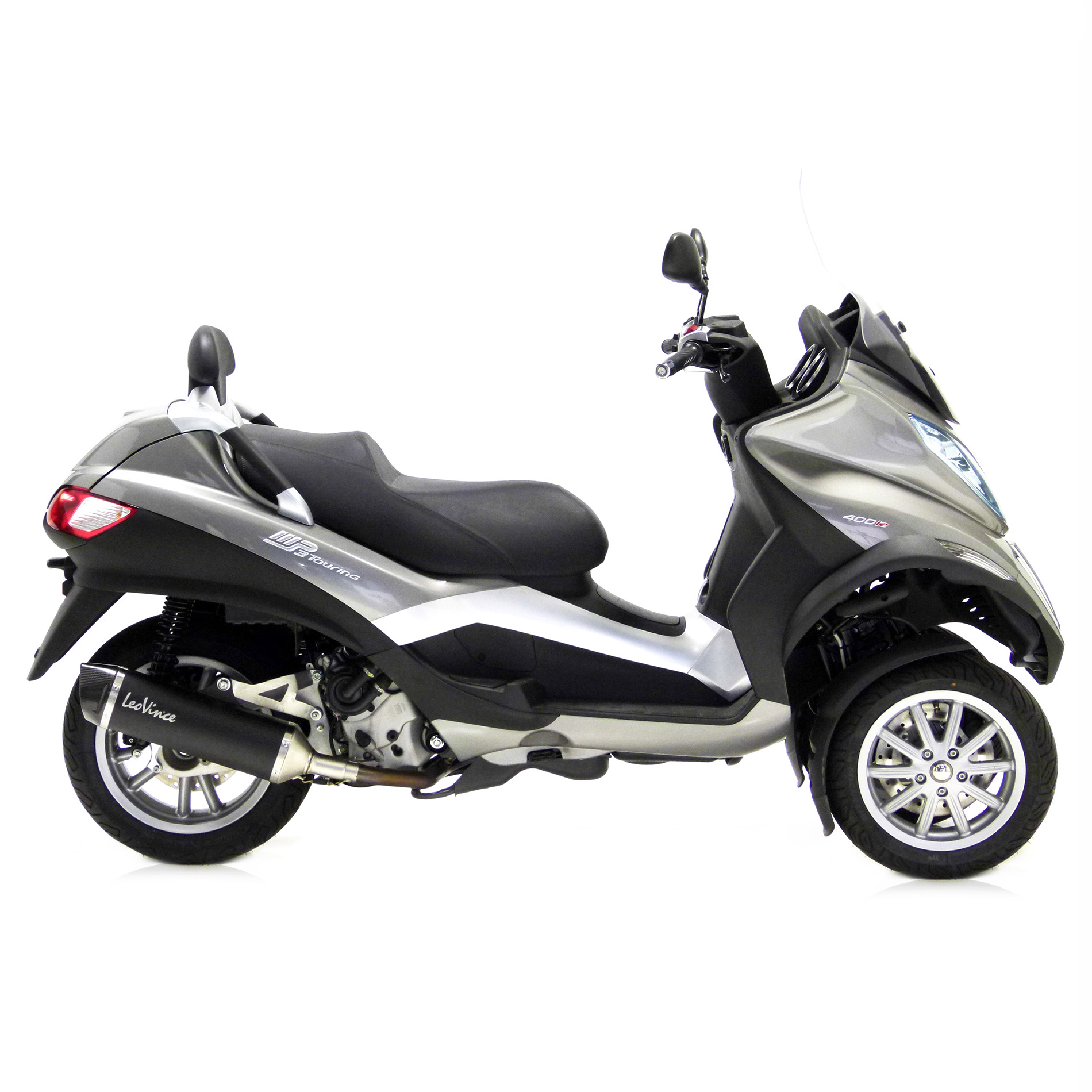 LeoVince exhaust system SBK Nero Evo 2, stainless steel, slip on for Piaggio MP3 400 / 500