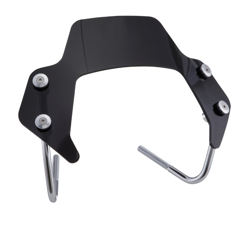 Flyscreen for Vespa Sprint 50-150cc 2T/4T, silver holders, black tinted