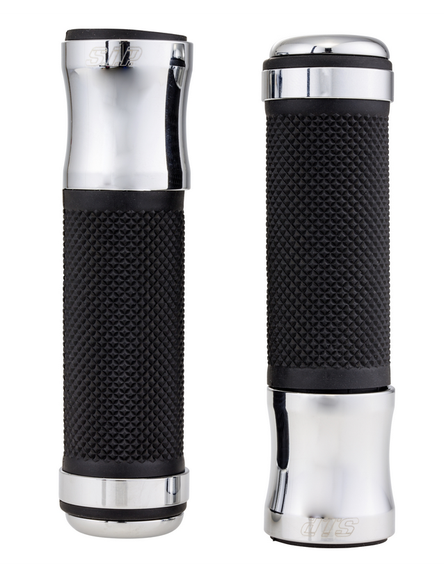 Grips Ø 24/24 mm, L 125 mm for Vespa PX 125-200cc, black/chrome