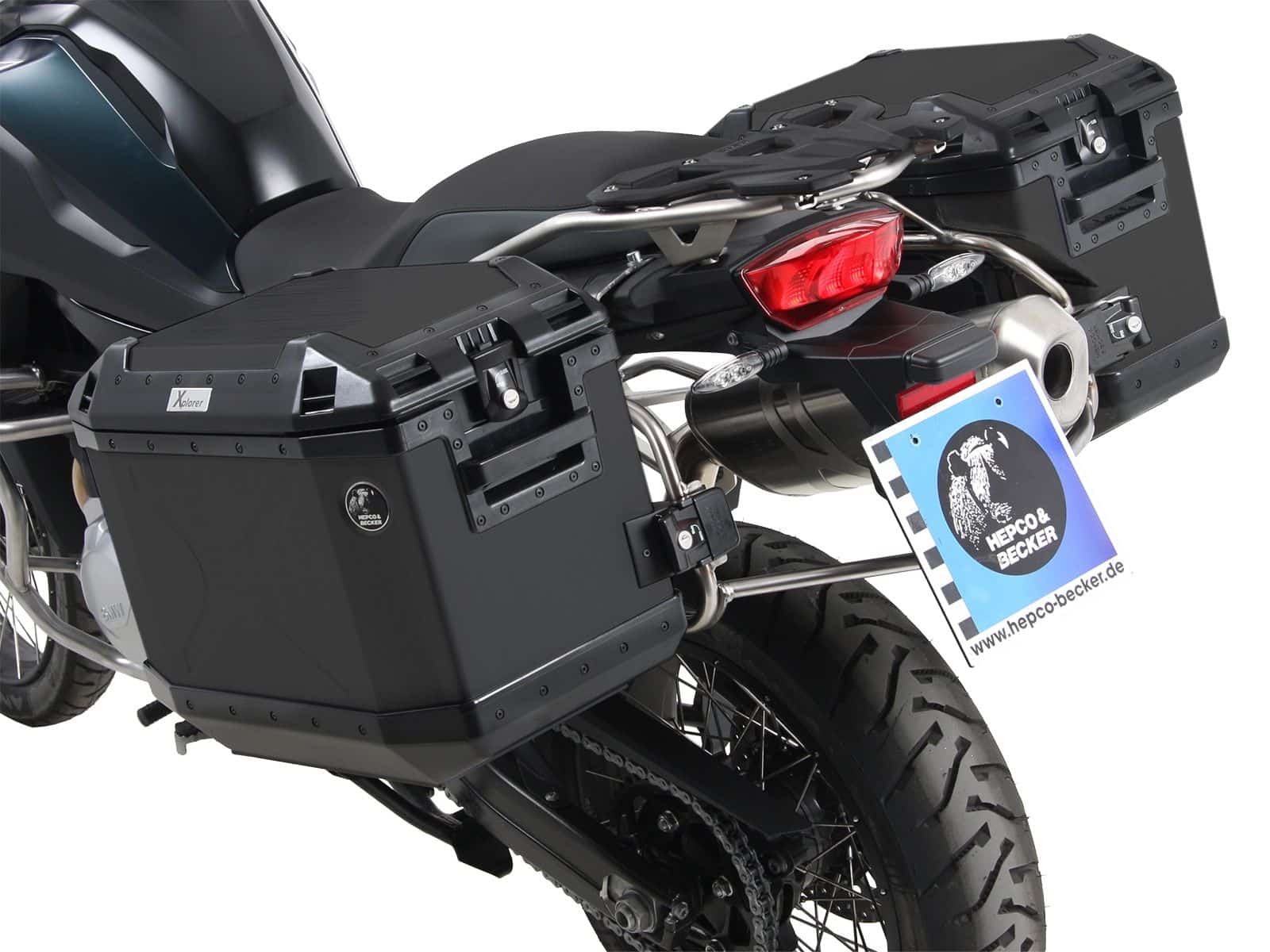 Case carrier set Cutout stainless steel carrier incl. case set Xplorer Cutout black for BMW F 850 GS