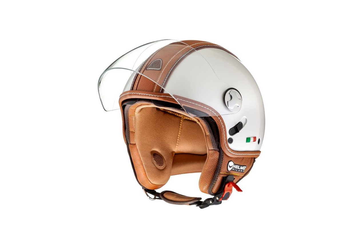 Helmo Milano Demi Jet, PelleDura Premium, white glossy, brown