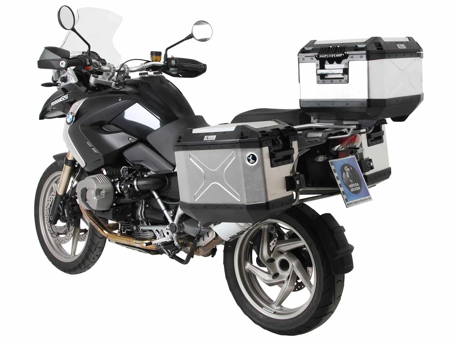 Case carrier set Cutout carrier incl. case set Xplorer Cutout silver for BMW R 1200 GS /Adventure (-13)