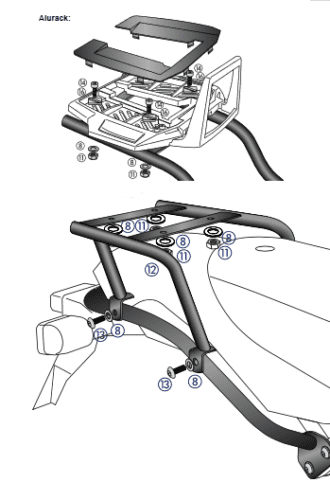 Alurack top case carrier for BMW HP2 /Enduro/Megamoto (05-08) Hepco & Becker