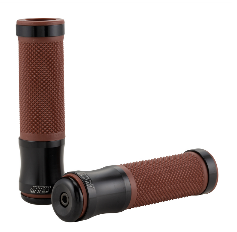 Grips Ø 24/24 mm, L 125 mm for Vespa PX 125-200cc, black shiny/brown