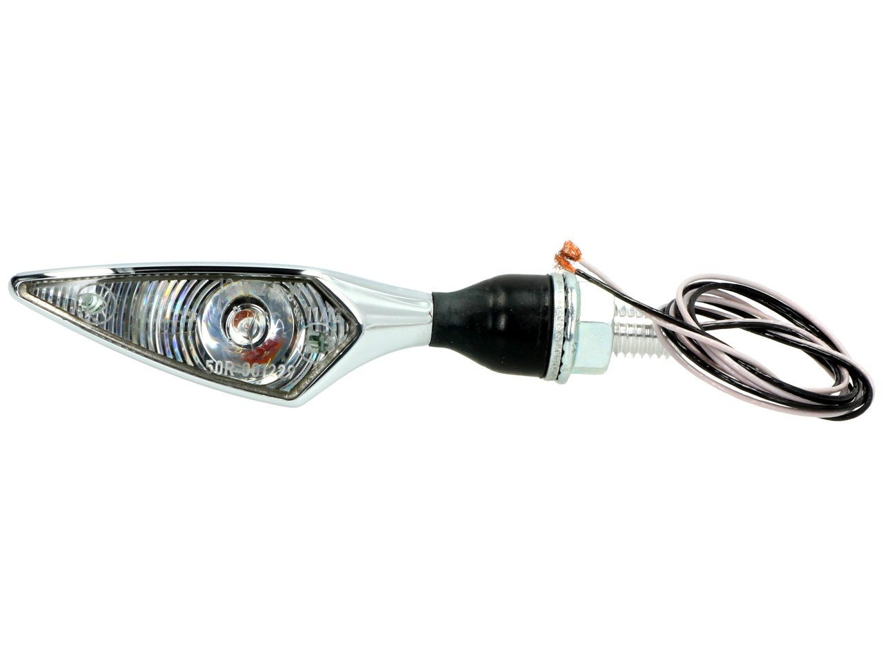 Kellermann turn signal, rhombus, steel, LED, VR/HL, 12 V, shiny chrome, M8x20, E-approved