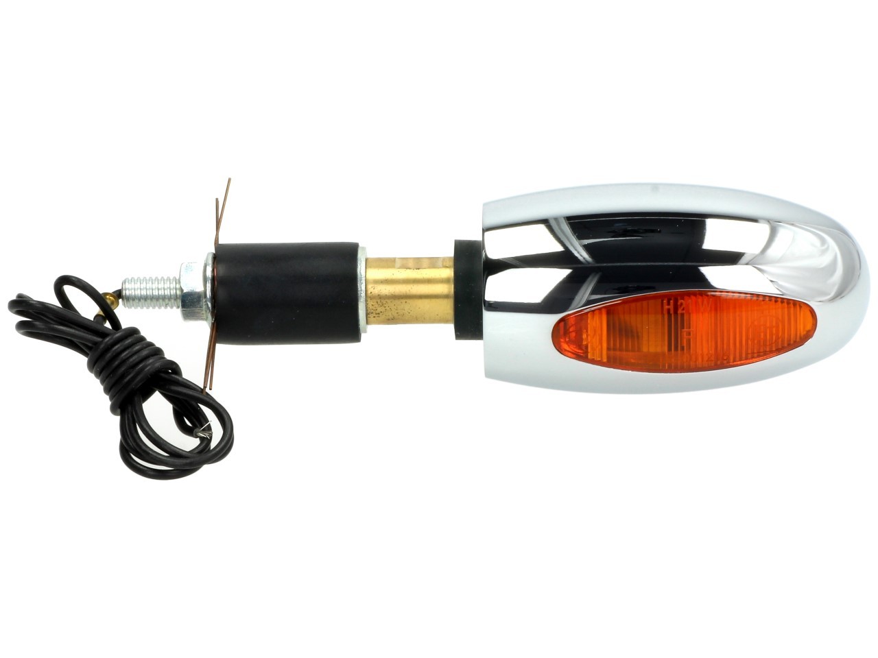 Kellermann turn signal, BL 1000 yellow, brass, halogen, VR/VL, 12 V, 21 W, shiny chrome