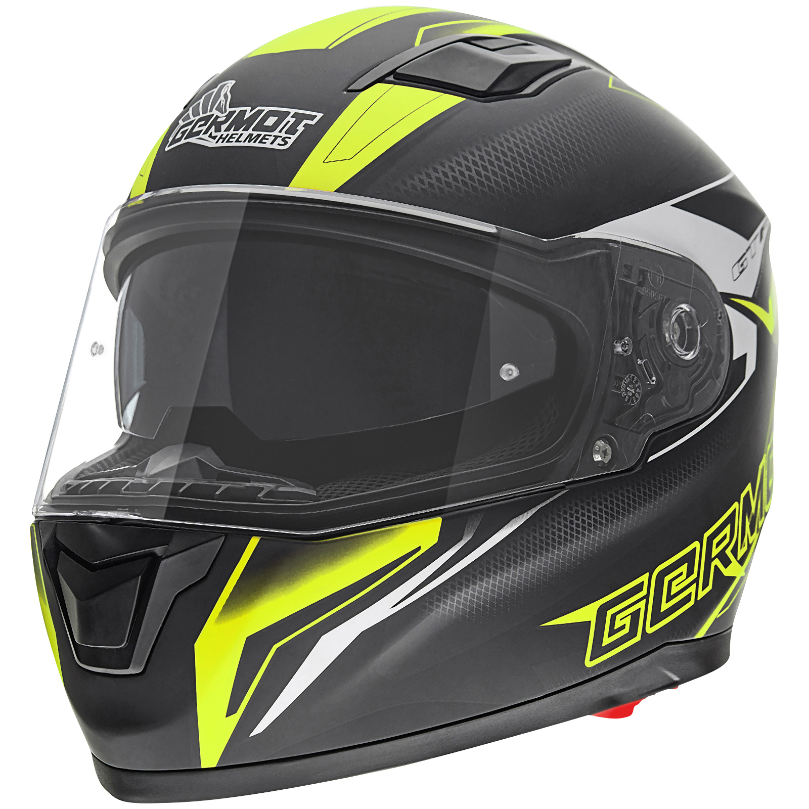 Germot full-face helmet GM 330, matte black / fluo yellow