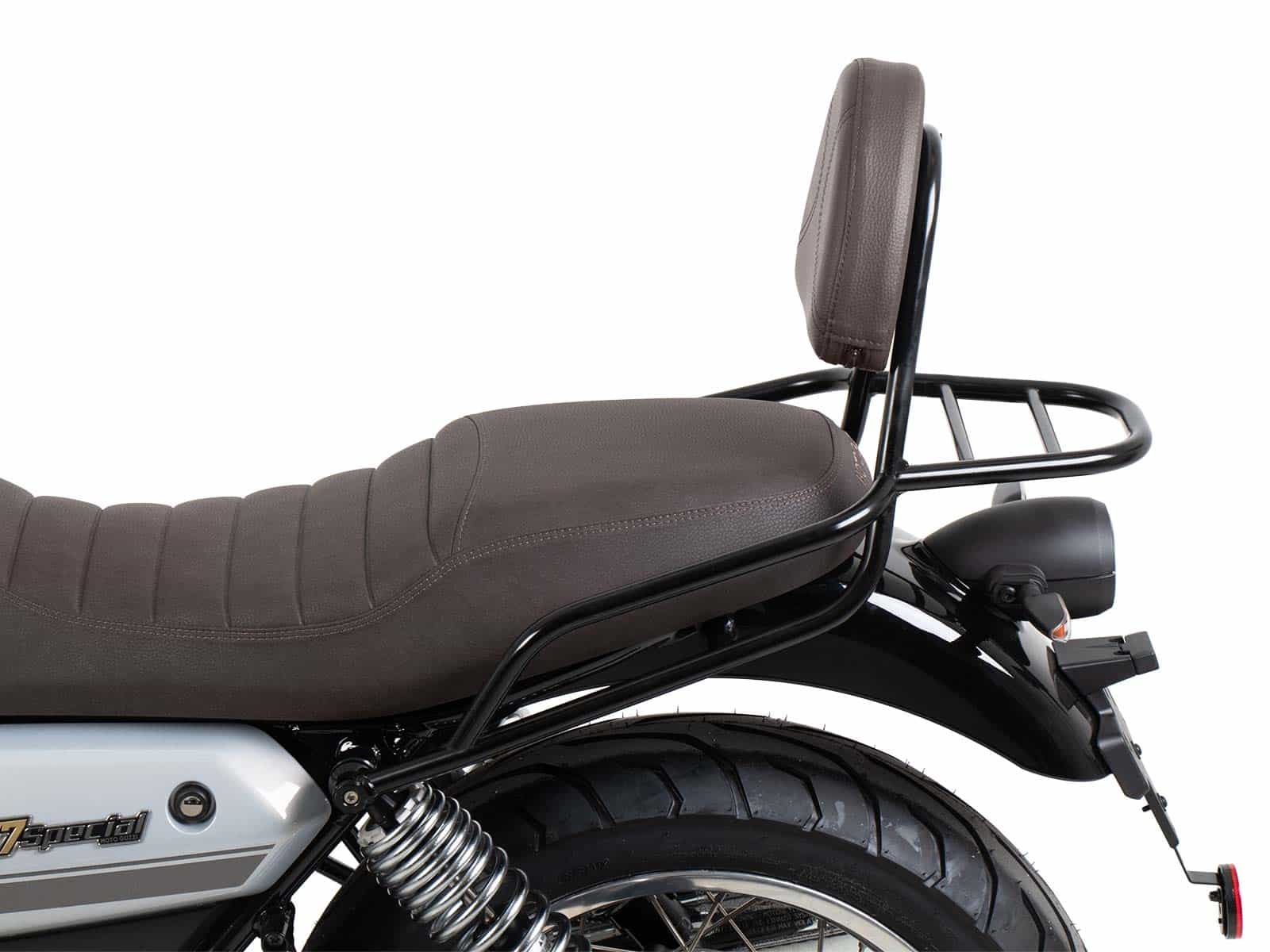 Sissybar with luggage rack brown for Moto Guzzi V7 850 Special/Stone/Centenario (21-24)