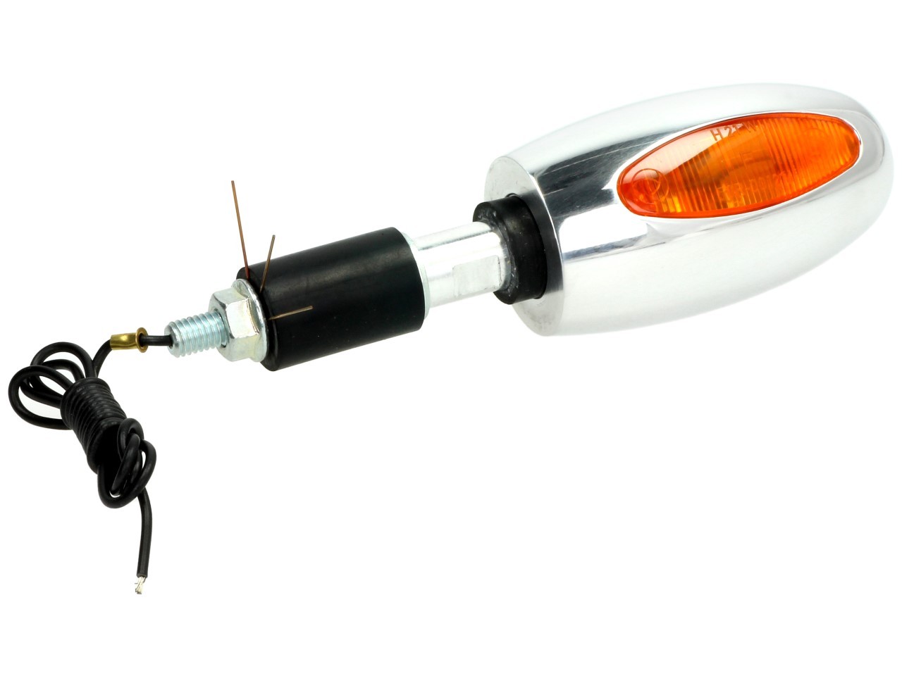 Kellermann turn signal, BL 1000 yellow, aluminum, halogen, VR/VL, 12 V, 21 W, polished chrome, shiny