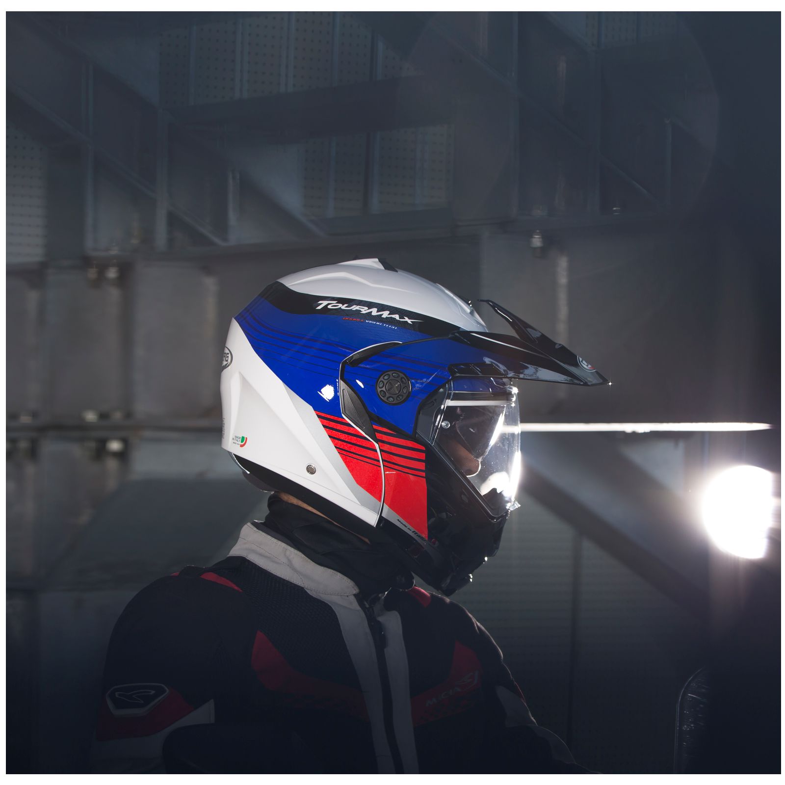 Caberg Helmet Tourmax Titan, white / blue-red