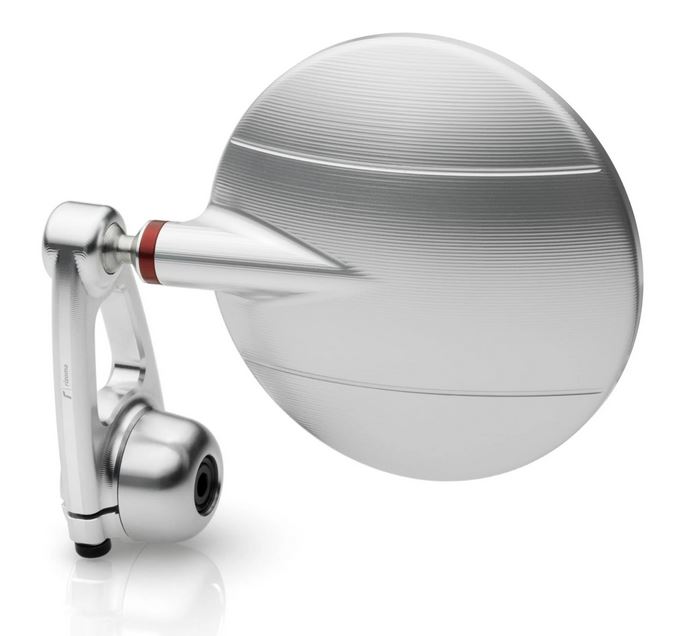 Handlebar end mirror RIZOMA "SPY-ARM" left or right for Vespa, silver anodized