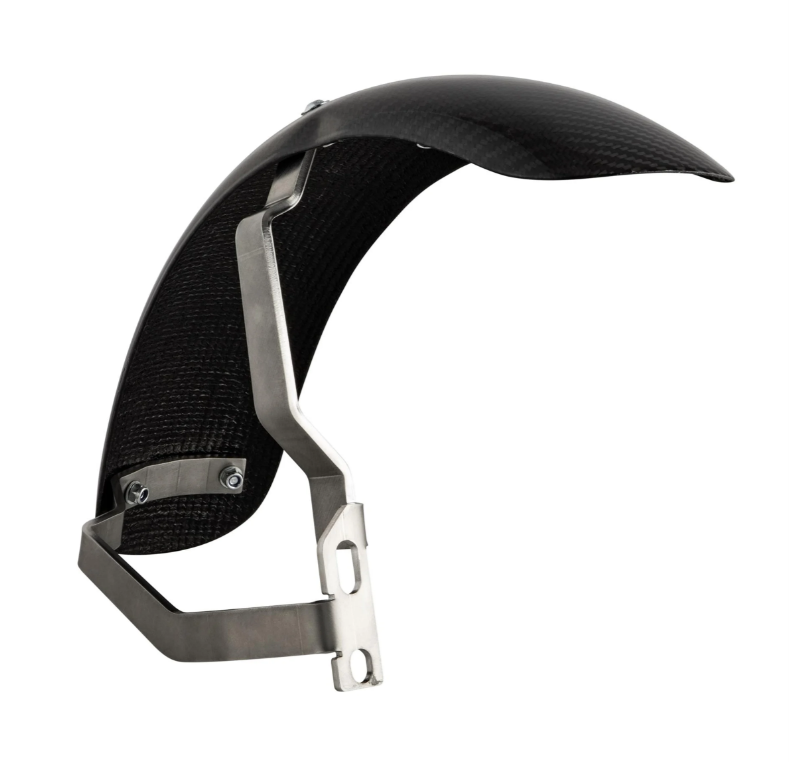 Mudguard 2.0 Garelli Race EVO II for Vespa PX 80-200cc, carbon clear, holder stainless steel