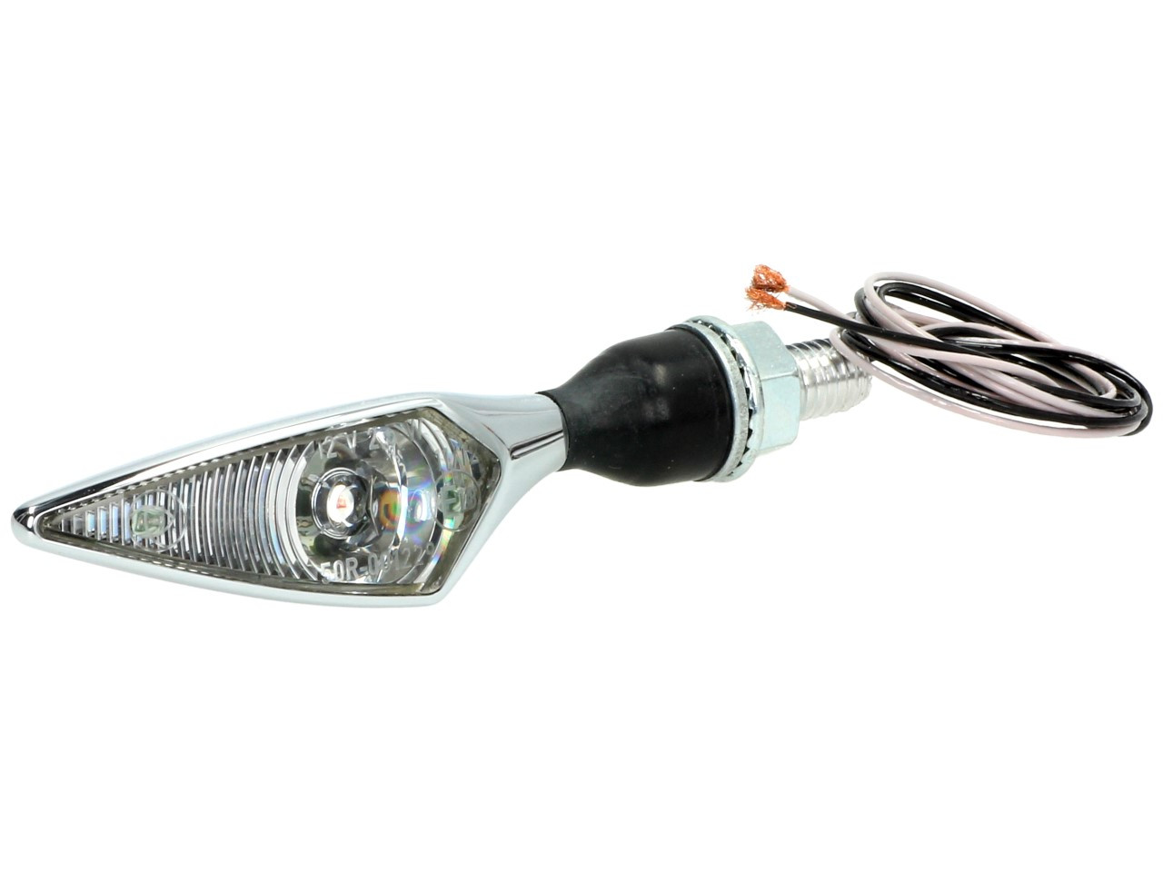 Kellermann turn signal, rhombus, steel, LED, VR/HL, 12 V, shiny chrome, M8x20, E-approved