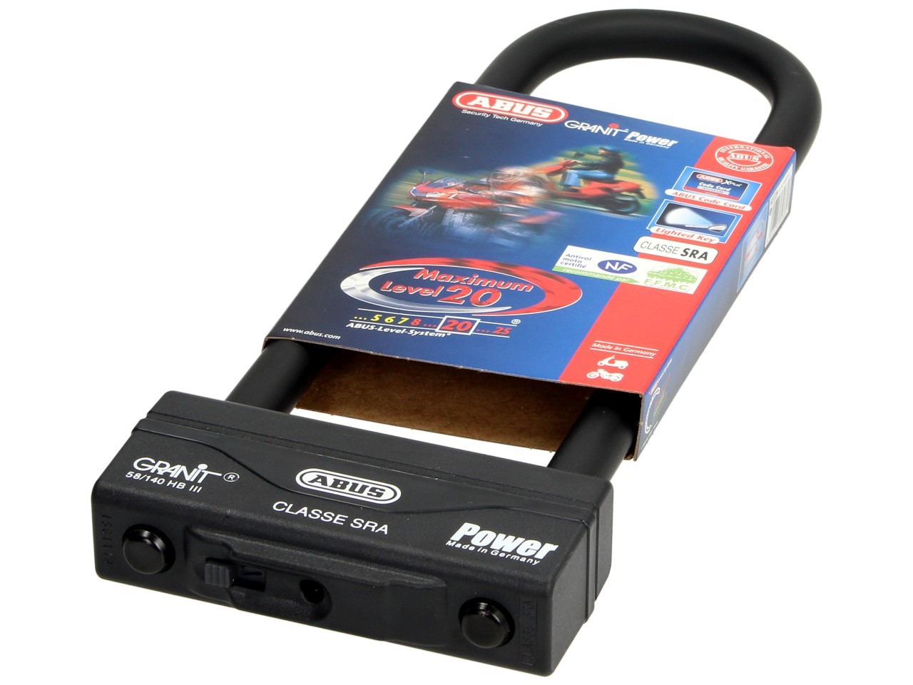ABUS U-lock 260x83 Granit Power 58 for motorcycle, scooter & Vespa