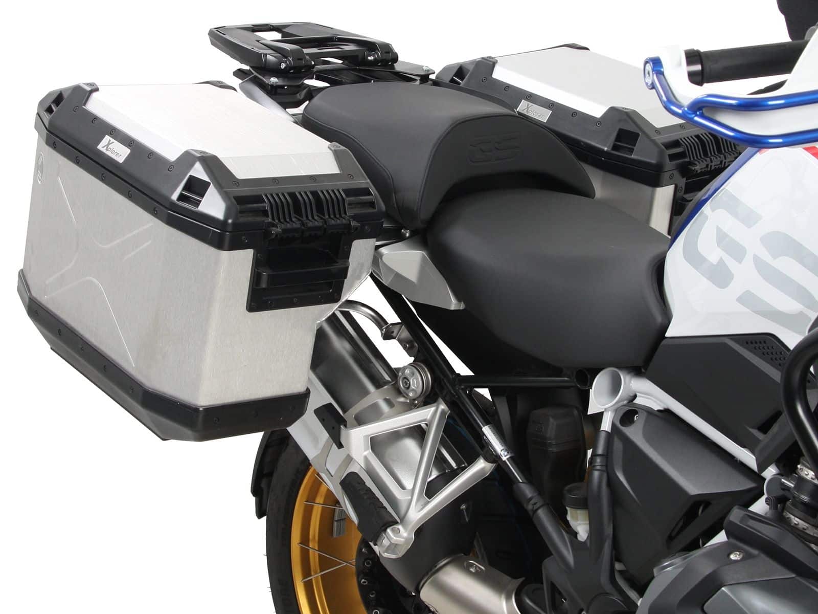 Case carrier set Cutout carrier incl. case set Xplorer Cutout silver for BMW R 1250 GS (19-23)