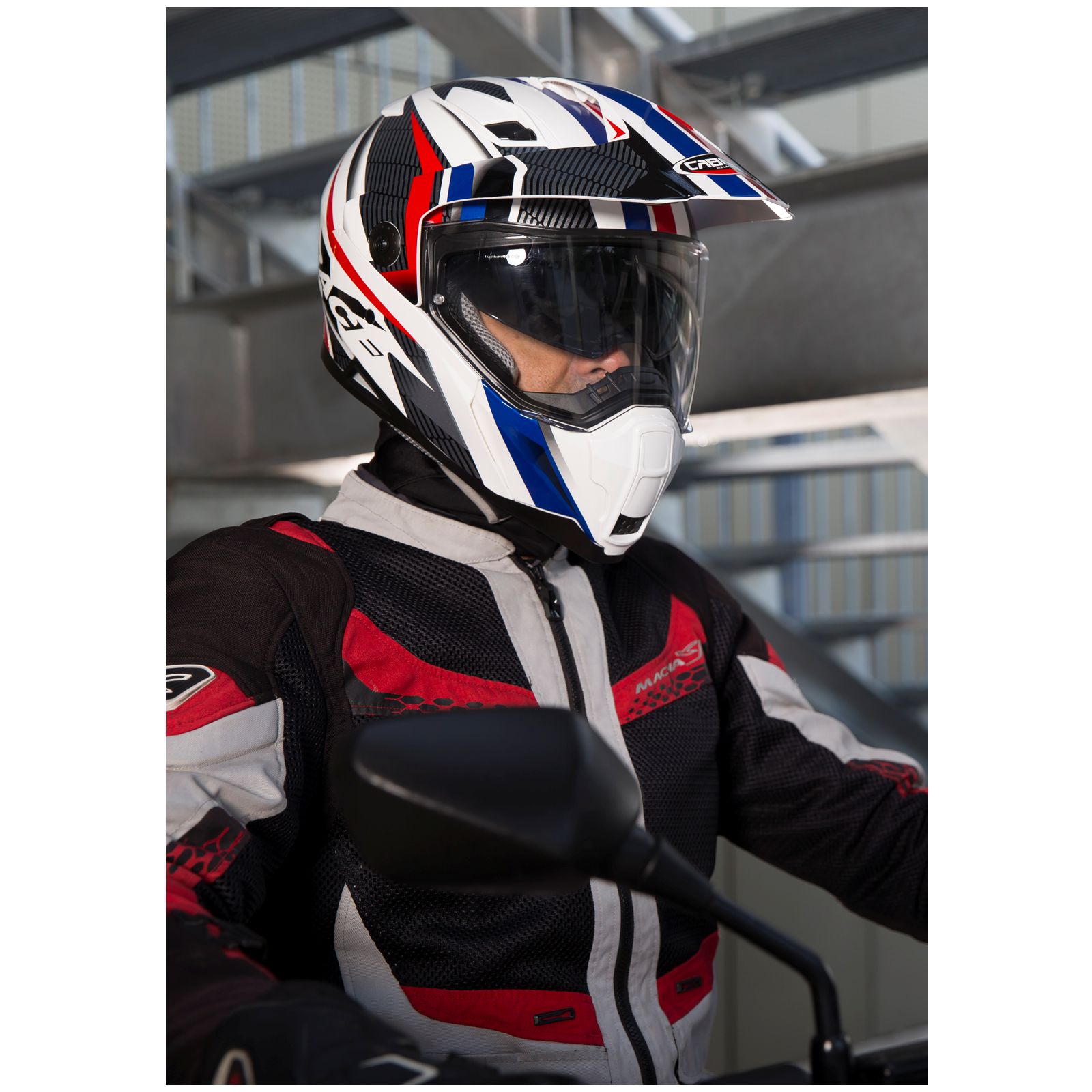 Caberg Helmet Xtrace Savana, white / red-blue
