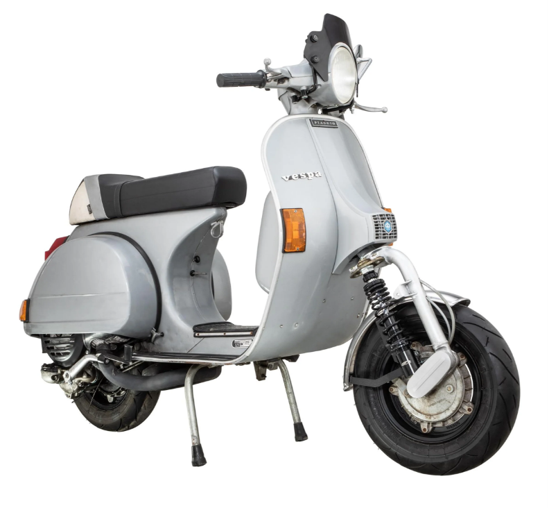 Mudguard 2.0 Garelli for Vespa PX 80-200cc, stainless steel polished, holder black