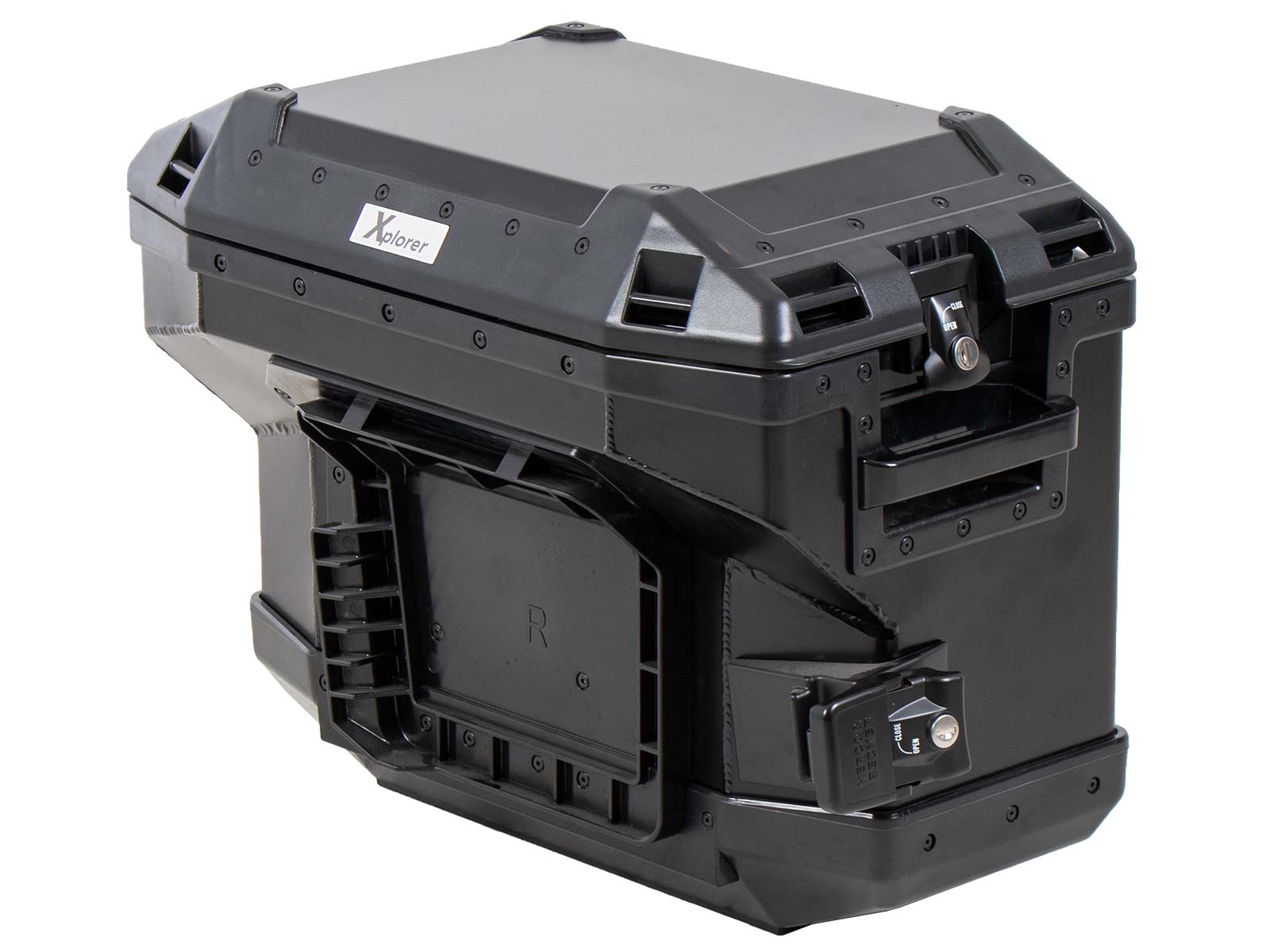 Side case Alu Xplorer 37 Cutout (cut out for exhaust) right black Hepco & Becker