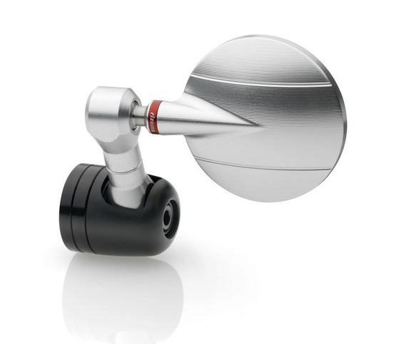 Handlebar end mirror RIZOMA "SPY-R" Ø 94.5 mm left or right for Vespa, black/silver anodized