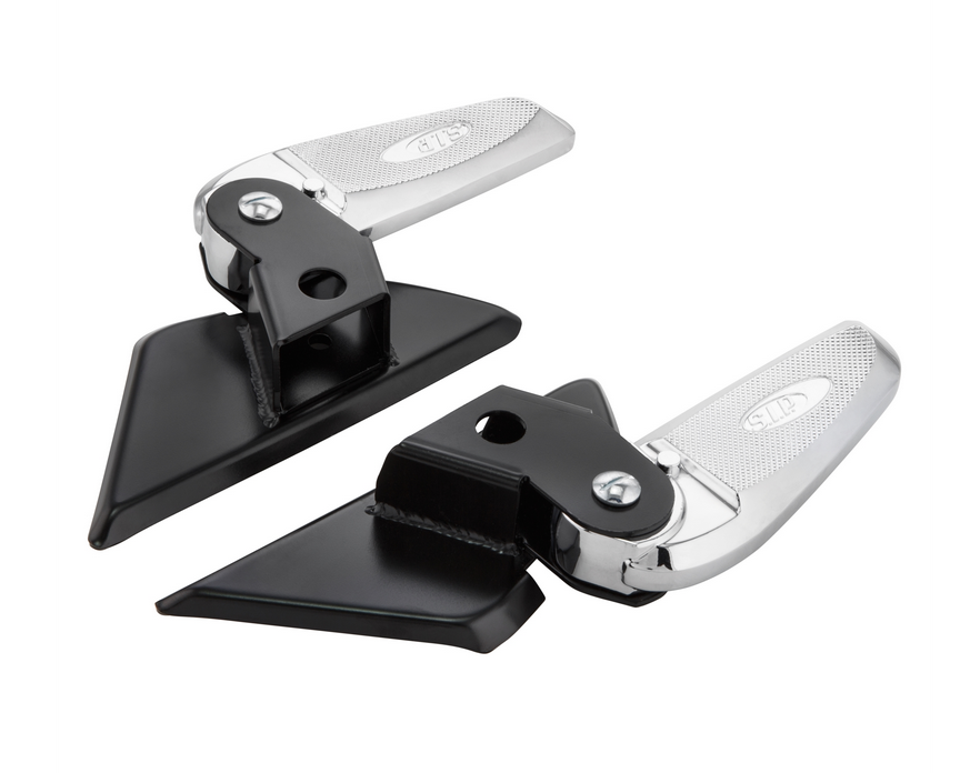 Footrests right and left for Vespa LX /LXV /S 50-150cc, black/chrome