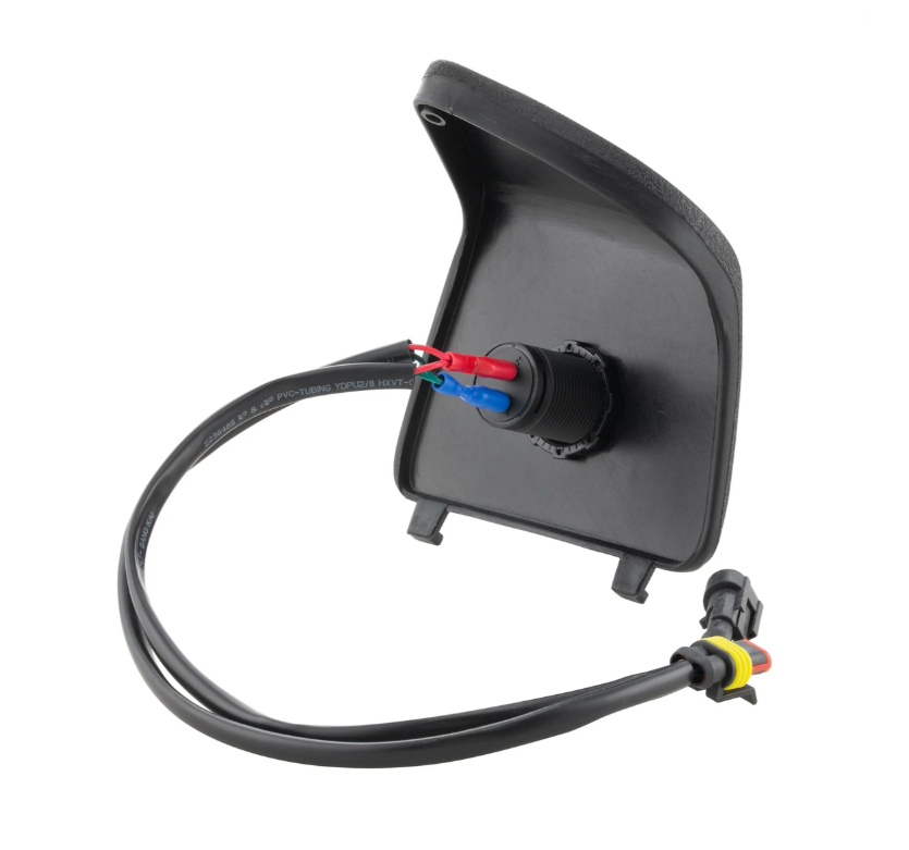 Luggage compartment cover left with USB connection for Vespa GTS/GTS Super/GTV/GT, black