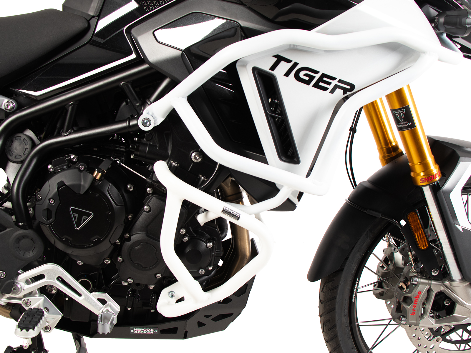 Tank protection bar "Solid" white for Triumph Tiger 900 GT / Pro (24-) Hepco & Becker