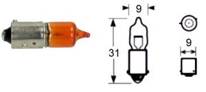 Ring bulb, incandescent lamp, halogen, box of 1, 12 V, 6 W, BAZ9s, orange